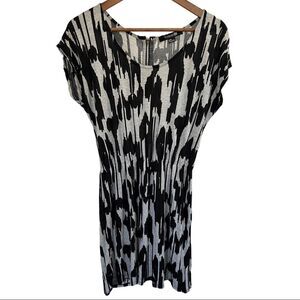 Y2K Black + Gray Abstract Soft Flowy Dress w/ Zip Back Cinched Waist Size Medium